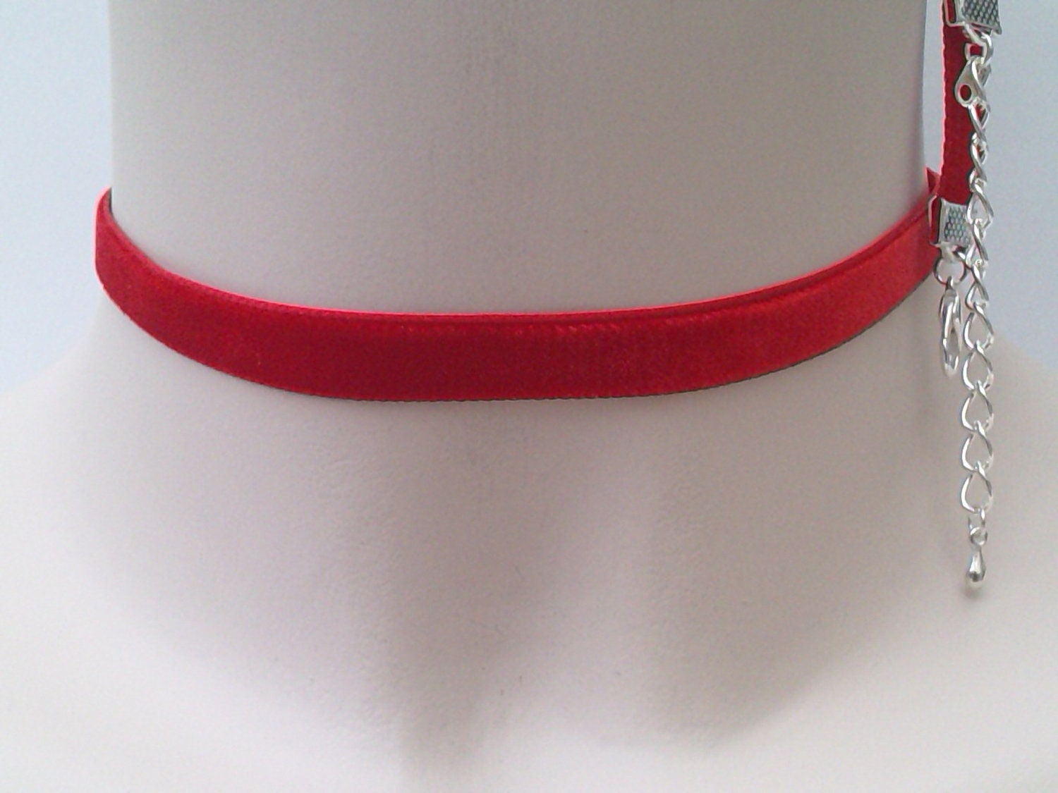 Classic Plain RED Velvet 10mm Ribbon Choker Necklace - jo... lots more colours to choose from and all made to order :)