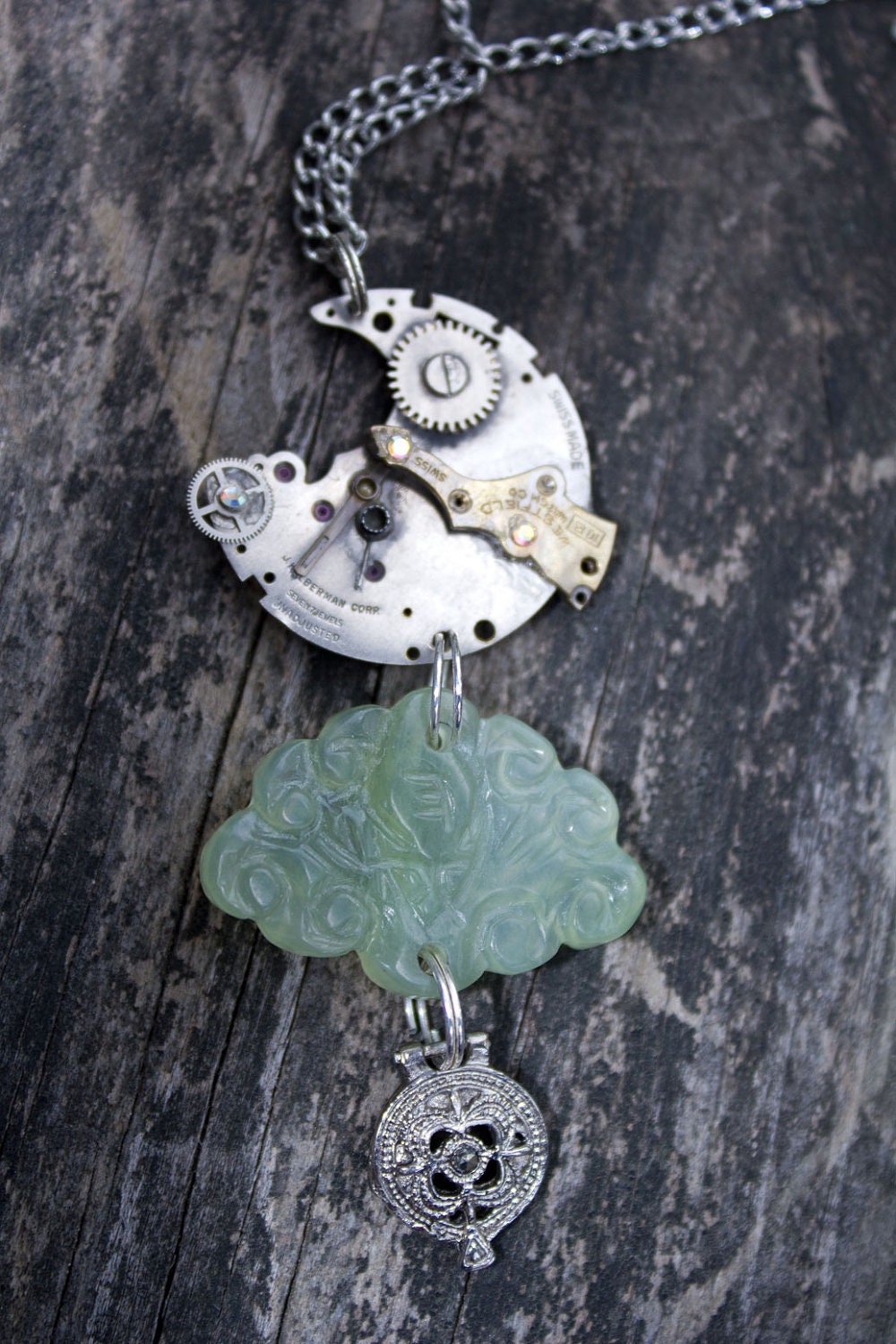Jade - Upcycled OOAK Vintage Watch Pendant