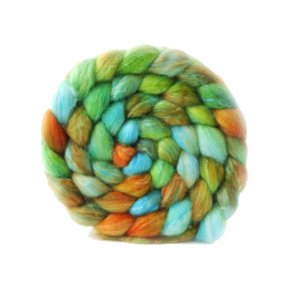 bfl silk tencel top CARNIVAL roving handpainted 4.1oz