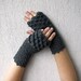 Women Fingerless gloves dragon egg pattern mittens Khaleesi arm warmers spring accessory - grey.