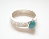 Merlin King Arthur etched silver and turquoise ring with MERLIN inscription