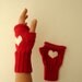 Valentines Day / Knitting Fingerless Gloves. Fashion 2013. Girls Women. . Love. Red. Heart. Winter collection. Etsyxo