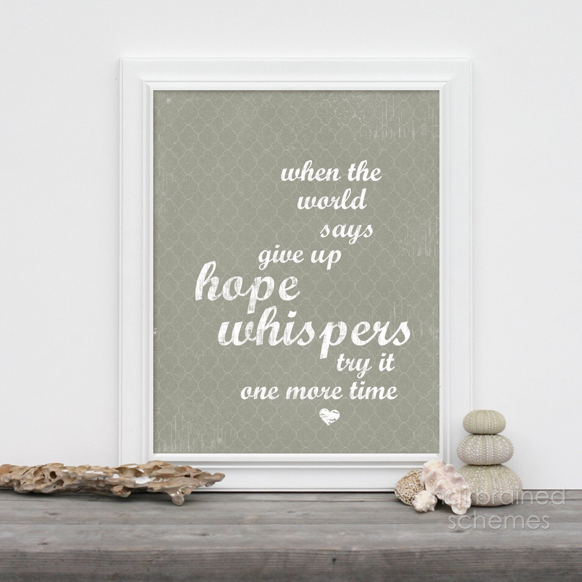 Hope Whispers - Motivational Inspirational Art - Gray Taupe Quatrefoil - hairbrainedschemes