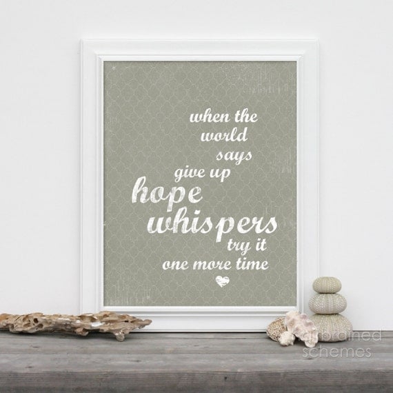 Hope Whispers - Motivational Inspirational Art - Gray Taupe Quatrefoil