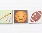 Sports Baby Sower - Sport themed Paintings - Original acrylic Paintings on Canvas - Baseball - Football - Wall Hanging