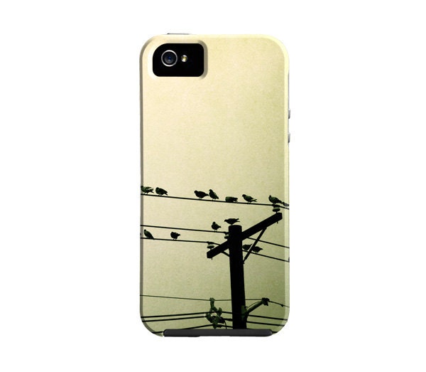 Bird iPhone case, birds on wire, golden, yellow, nature, minimal, iphone 4 case, iphone 5 cover,  urban art, iPhone 5 cover
