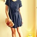 Sale 20% Amazing Vintage dark blue crochet dress with belt