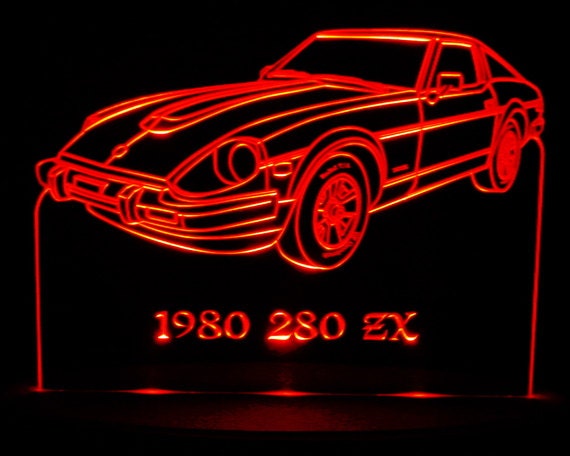 1980 Datsun 280 ZX Acrylic Lighted Edge Lit LED Car Sign / Light Up Plaque Nissan 13" Desk Model