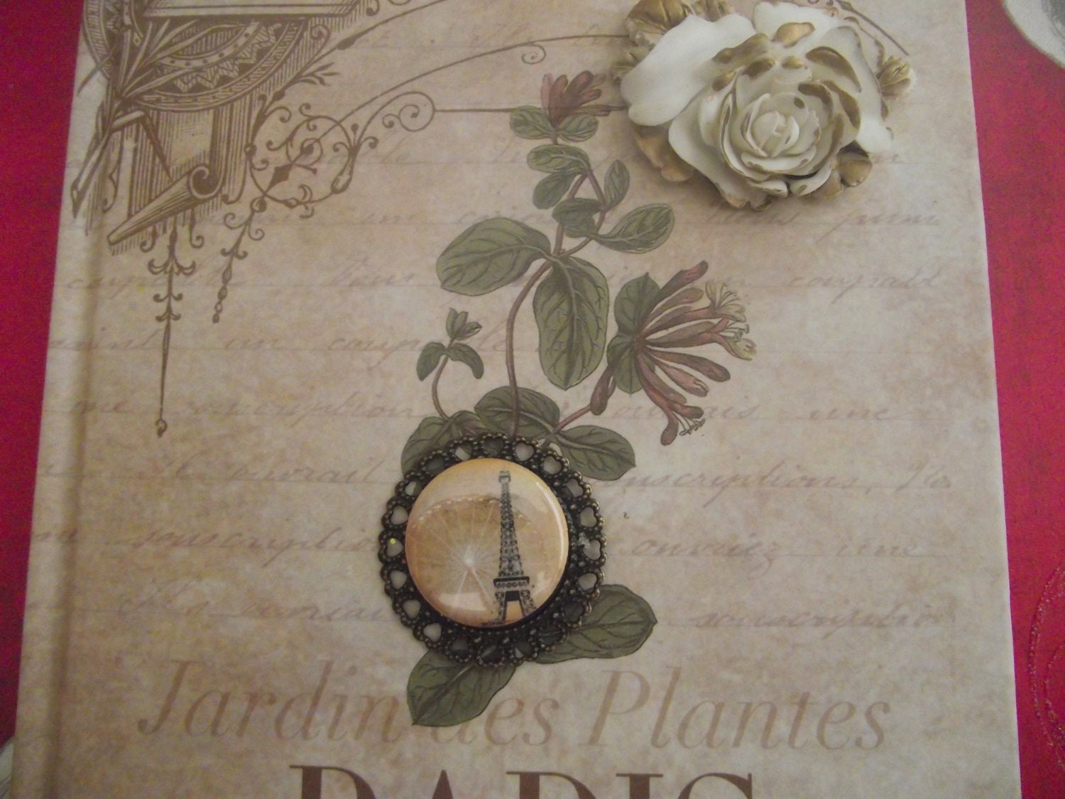 Pastel Pink Paris  French Words Background Altered Journal