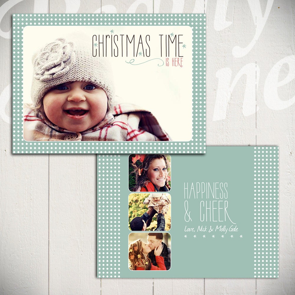 Christmas Card Template: White Christmas B - 5x7 Holiday Card Template for Photographers