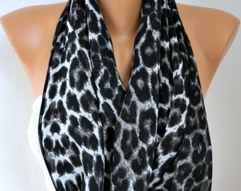 Leopard - Infinity Scarf Shawl Circle Scarf Loop Scarf  Gift -fatwoman
