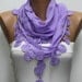 Lilac  Scarf  - Cotton  Scarf -  Cowl with Lace Edge   -