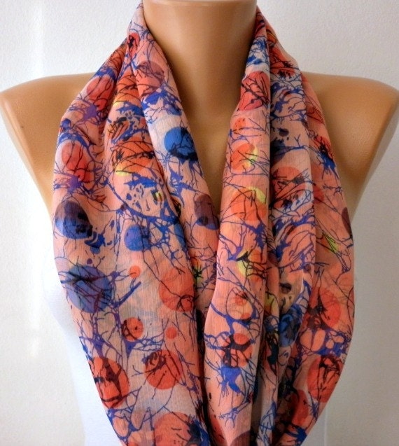 Polka dots - Infinity Scarf Shawl Circle Scarf Loop Scarf Gift -fatwoman