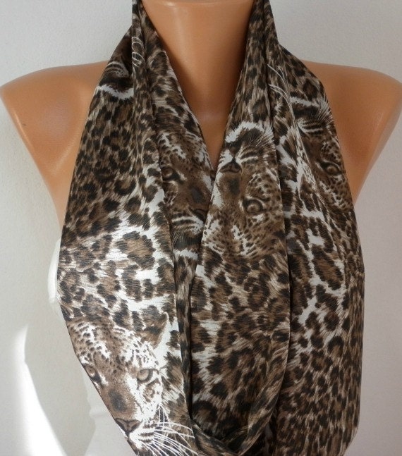 Leopard - Infinity Scarf Shawl Circle Scarf Loop Scarf Gift -fatwoman