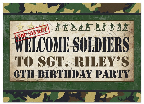 Army Men Welcome Sign - DIY PRINTABLE FILE - Boys Birthday Party Il_170x135