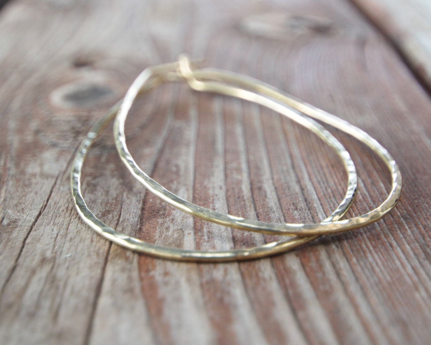 Gold Tear Drops Hand Forged Hammered Big Bold Lightweight Unique Cute Everyday Wearable Chic Spring Fashion