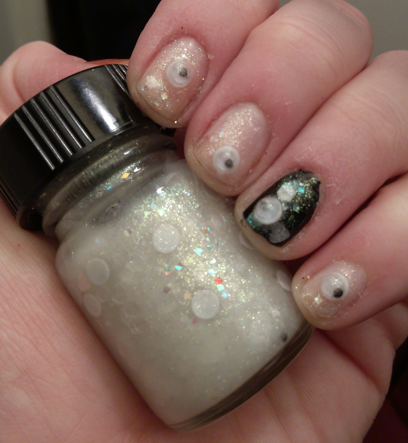 I See You Indie Franken Nail Polish White shimmer effect Googly Eye Violet Glow in the Dark Polish