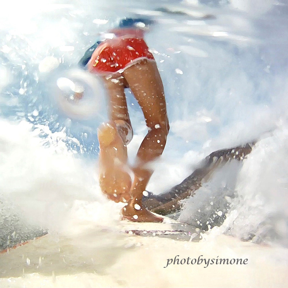 Surfer girl tangerine board shorts beach girl surf art canvas photo