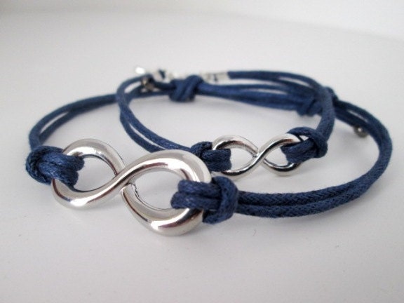Dark Blue Infinity Bracelet For Him and Her - Adjustable