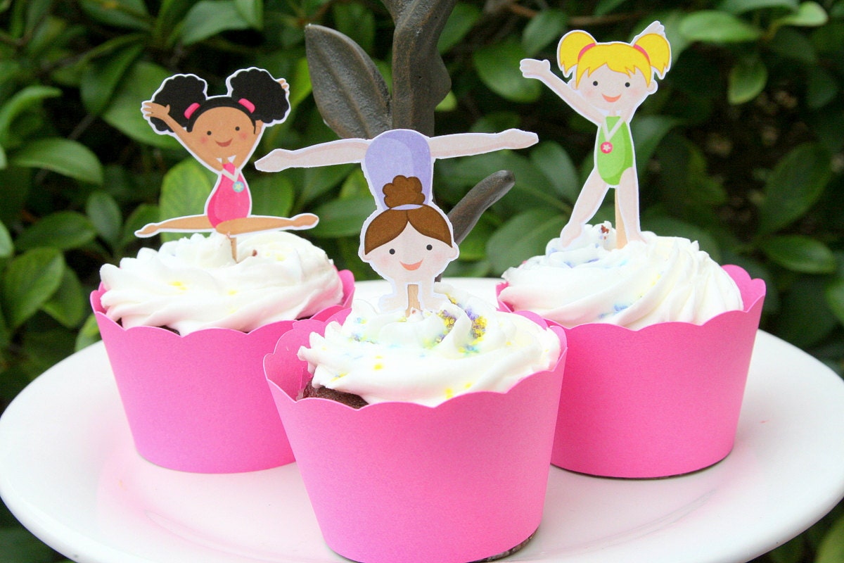 Gymnastics Party Cupcake Toppers Set of 12