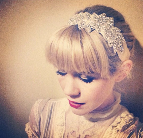 Ma Rainey 1920s The Great Gatsby Swarovski Crystal & Silk Headband/ Belt/Sash-Vintage Wedding-Bridal-Hair- the Great Gatsby