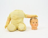 Composition Doll Head with Glass Sleep Eyes