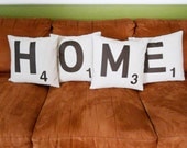 Set of 4 SCRABBLE LETTER decorative pillow cushion covers -- HOME or choose any 4 letters