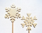 Gold Snowflake Cupcake Toppers, Party Decor, Holiday, Winter, Christmas, Shimmer, Pearlized - CatchSomeRaes