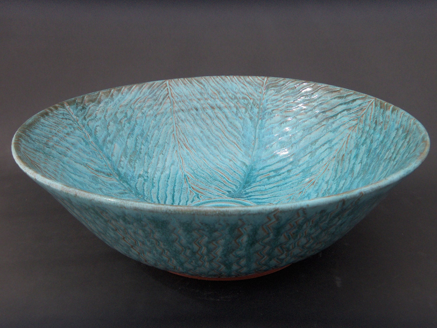 Grand Turquoise Serving Bowl - Handmade of Terracotta