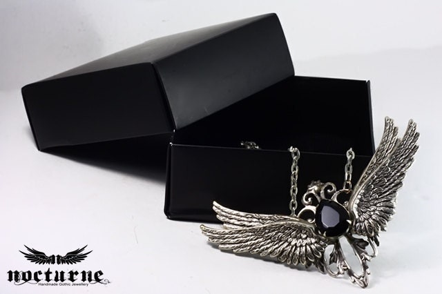 Angel Wing Gothic Necklace - Custom Color Personalized Jewelry - Victorian Goth Jewelry