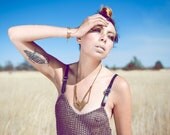 Coachella Jewelry / Geometric Chevron Necklace Metal Brass
