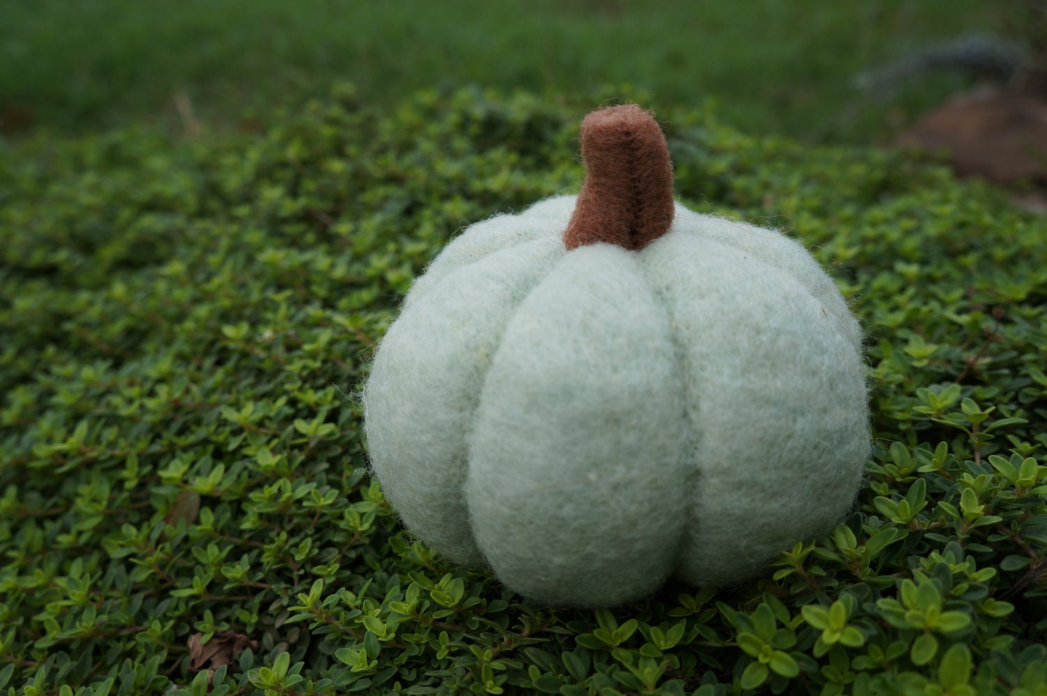 Wool Pumpkin Needle Felted Soft Sculpture - Mint Green - MADE TO ORDER