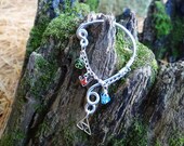 The Legend of Zelda's Wise Ear Bend with Hanging Spiritual Stones and Triforce in Silver