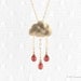 Gold Red Rain Cloud Necklace "Drops of Joy" 14kt gold filled