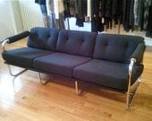 1960s Black and Chrome Modern Sofa