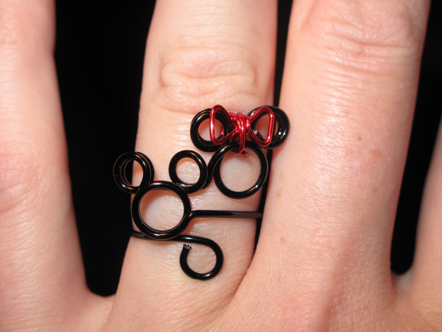 Mickey and Minnie Wire Wrapped Adjustable Ring