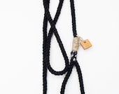 Rope dog leash dog collar pet accessory dog lead: Small black cotton rope leash