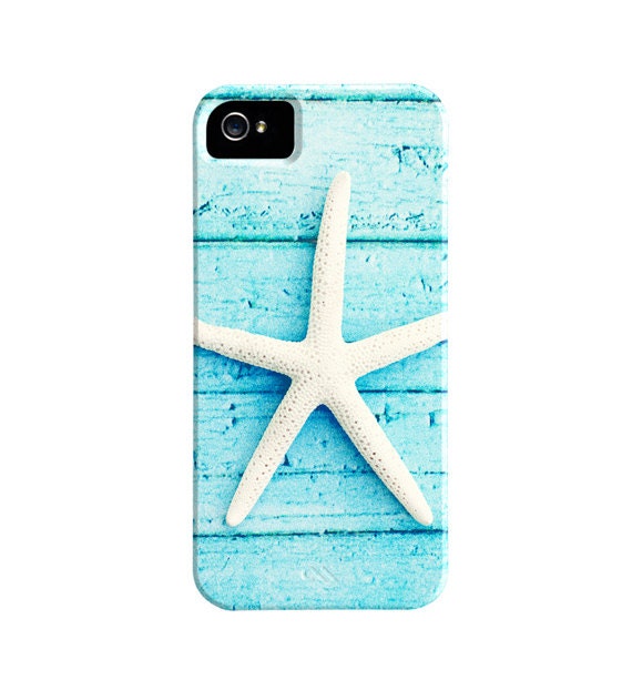 Starfish iPhone Case - star fish iphone 5 case - beach iphone 4s case - aqua blue white seashore - cute iphone 4 case - iphone 5 cover