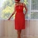 Red Polka Dot Pin up Wiggle Dress with Red Satin Trim - custom made to fit