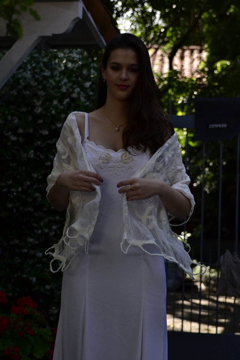 Bride Accessories /Lace Wedding Shrug Bolero/ Eco Bridal Shawl/Wedding Wrap /silk and angora shawl/ivory-cream/ Lacey bridal bolero shrug