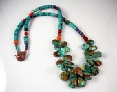 Exquisite Turquoise Necklace Accented with Copper, Coral, Carnelian, Lapis, Aventurine, Jade
