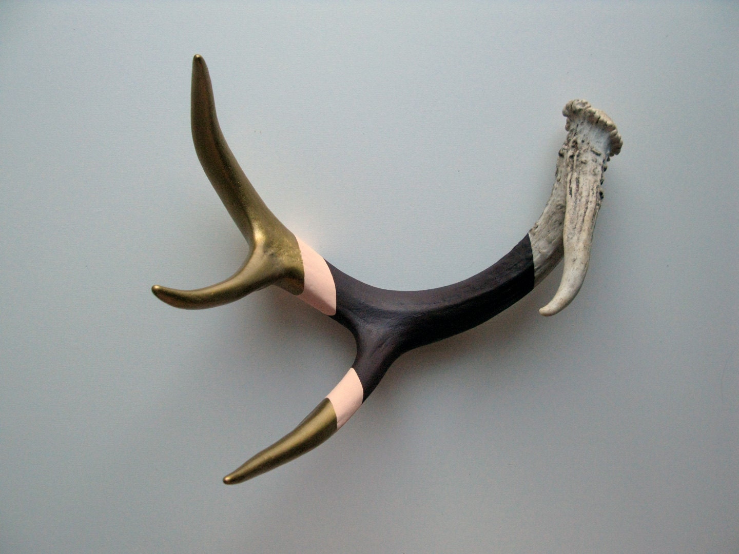 Gold, Peach & Purple Striped Painted Antler - Medium