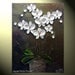 Original Abstract Painting, Textured Floral, White Orchids, Palette Knife, Modern Orchid Flower in Vase, Fine Art, 24x18" - by Christine