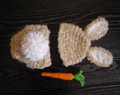 Bunny Set - Beanie and Diaper Cover Baby Photography Prop