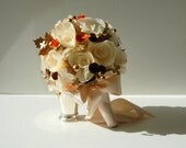 Wedding Bridal Paper Flower Bouquet - Cream and Gold