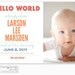 HELLO WORLD - birth announcement  - digital file or printed announcement