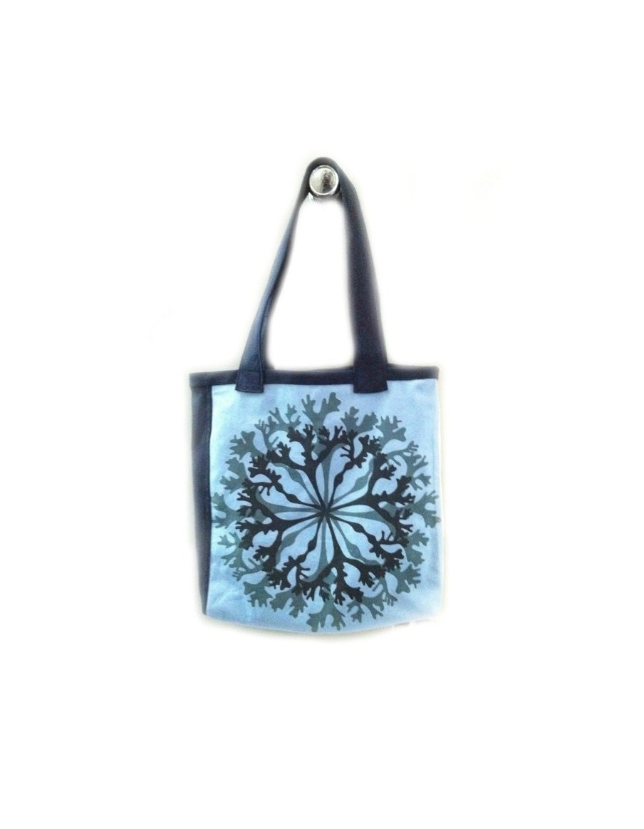 Tote Bag, Toys and Book Bag, Reusable Shopping Tote, Produce Bag, Project Bag - Designer Fabric and Recycled Denim