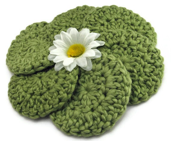 Green Face Scrubbies Organic Cotton Makeup Remover Pads Gift Set, Hostess Gift Under 20, Vegan Eco Felt Pouch Included