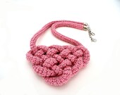 Pastel Pink Knot Nautical Crocheted Rope Necklace