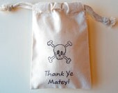 Pirate Muslin Bags / Set of 20 / pirate Treasure Party Favor Bags